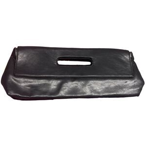Long gray PVC clutch with magnetic snap